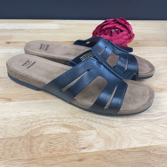 Earth Origins Black Leather Lyndon Leah Slide Sandal, 8.5W - Picture 8 of 8